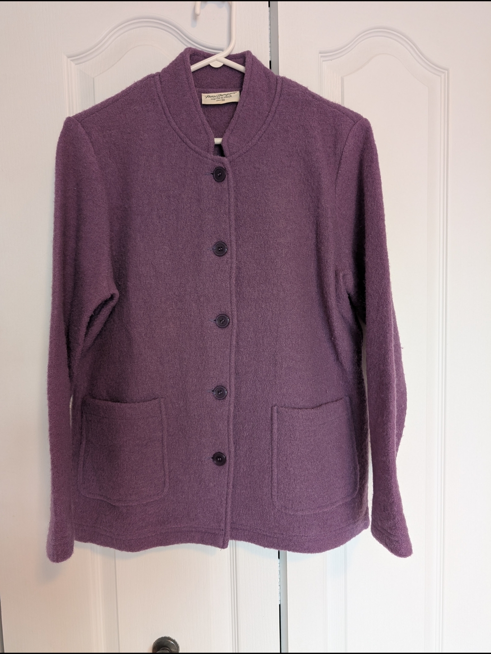 Purple Ladies Wool Button Jacket
